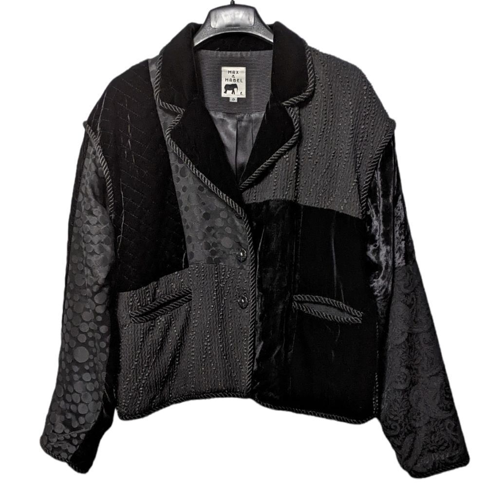 MAX & MABEL Silk Velvet Mixed Media Patchwork Jacket L